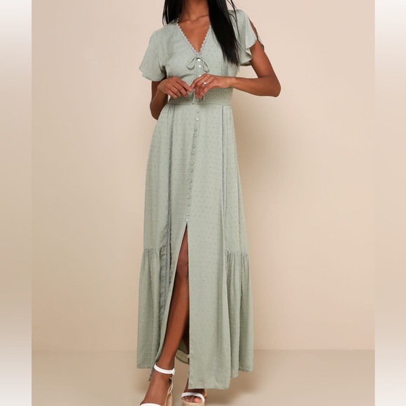 Lulus Sage Green Maxi Dress - Picture 1 of 9
